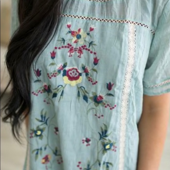 Blue Embroidered Dress - Picture 2 of 3